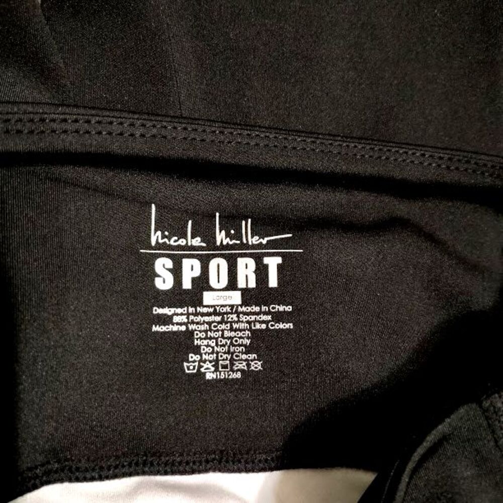 NEW Nicole Miller NM Sport Black Pink Roses Berry Leggings L Tags Media Pocket - Picture 4 of 6